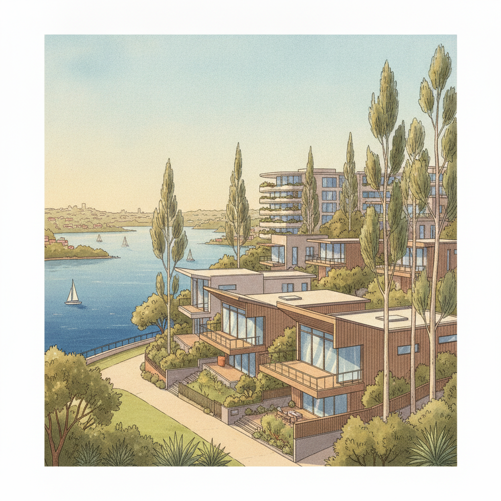 AI-generated illustration of a Australia neighbourhood. Not a real property.