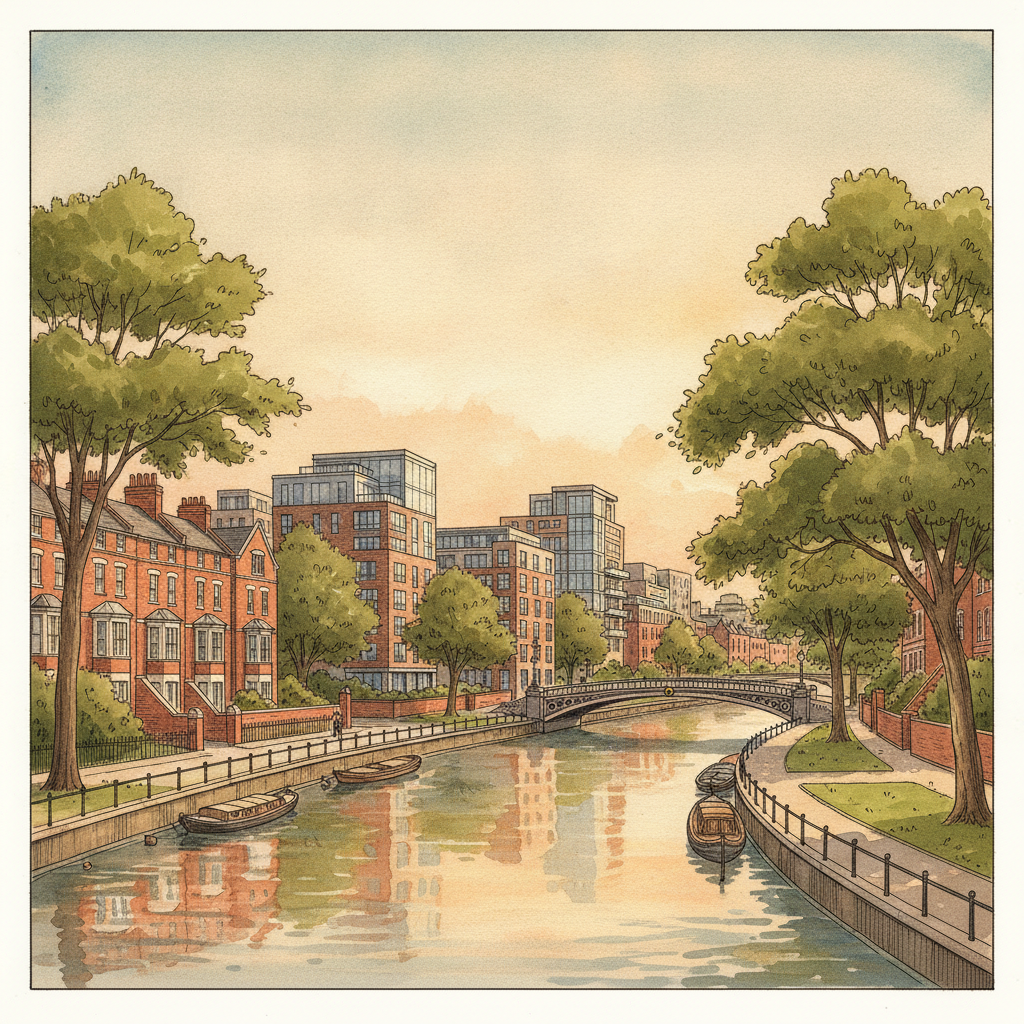 Germany neighbourhood and skyline illustration